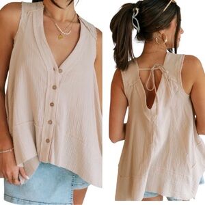 C’isa Asymetrical Gauze Flowy Top Size S NWT